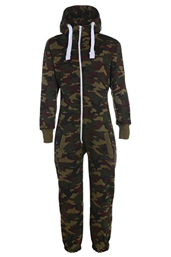 Fashion Kinder Army MILITÄR CAMO Onesie Zip UP All IN ONE Hooded Jumpsuit 7-14 Jahre (5-6, Armee Grün) von Fashion