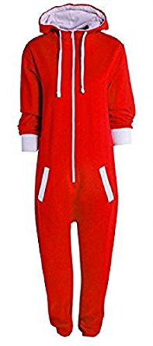 Fashion Kinder Jungen Mädchen Unisex Plain Strampler mit Kapuze In einem Jumpsuit Größen 7-14 Jahre Black & grau (11-12, Rot) von Fashion