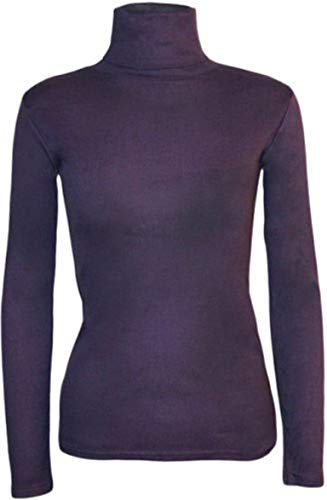 Fashion Lovers Damen Rollkragenpullover, Stretch, einfarbig Gr. 40, violett von Fashion