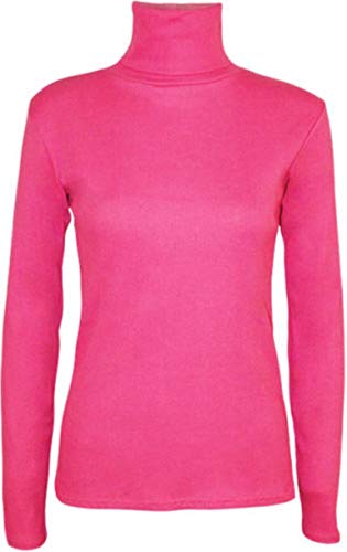 Fashion Lovers Damen Rollkragenpullover, Stretch, einfarbig Gr. 40, fuchsia von Fashion