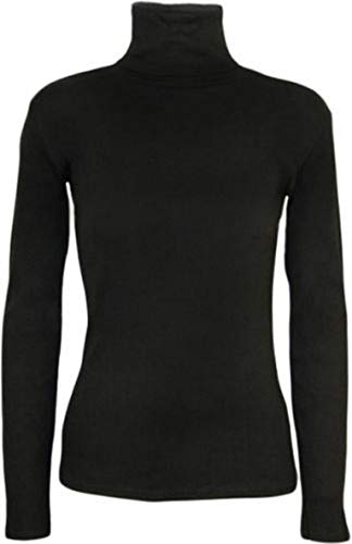 Fashion Lovers Damen Rollkragenpullover, Stretch, einfarbig Gr. 52, Schwarz von Fashion