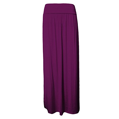 Fashion Lovers Langer Maxirock für Damen, Plissee, umgeschlagene Taille, Jersey, Viskose Gr. 34, violett von Fashion