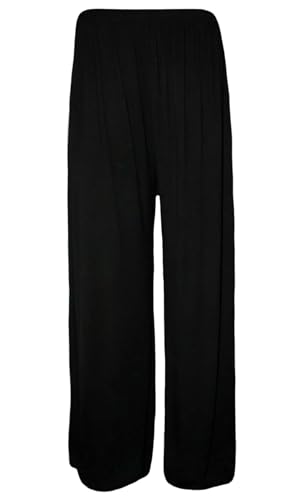 Fashion Neu Übergröße Damen Schlicht Palazzo Weites Bein Ausgestellt Damen Hose 8-26 - Schwarz, Damen, 36-38 von Fashion