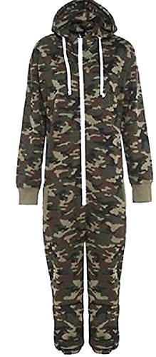 Fashion Unisex Herren Damen Aztekenmuster Onesie Zip UP All IN ONE Hooded Jumpsuit S M L XL XXL 3XL 4XL (3XL, Armee Druck) von Fashion