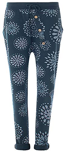 Fashion YOU WANT Damen Jogginghose Gr. 36-50 Sweatpants Sterne Boyfriend Ali Baba Style Anker Camouflage Uni Blumen Muster (38/40, PB d.blau) von Fashion