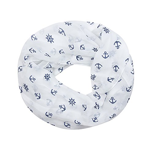 FASHION YOU WANT Damen Rundschal Loop Anker Segelboot Maritim Steuerrad (GE02) von FASHION YOU WANT