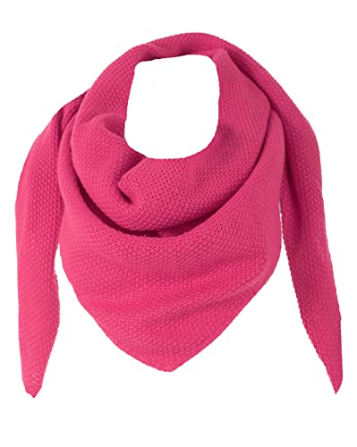 FASHION YOU WANT Damen XXL Strick Dreieck Schal mit Reiskorn Strickmuster in Unifarben, Schal, Leichtes Tuch (fuchsia) von FASHION YOU WANT