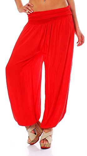 Malito - Damen Haremshose - Pumphose aus Baumwolle - leichte Sommer Stoffhose - Pluderhose zum Tanzen & Chillen - dünne Aladinhose 1482 (Rot) von malito more than fashion