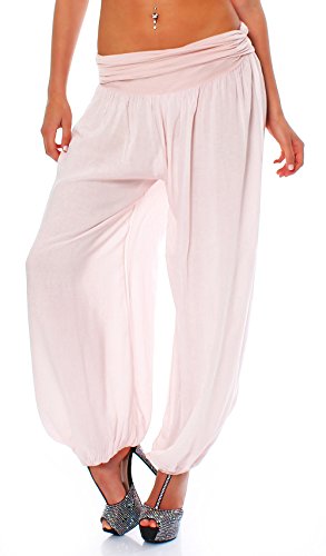 Malito - Damen Haremshose - Pumphose aus Baumwolle - leichte Sommer Stoffhose - Pluderhose zum Tanzen & Chillen - dünne Aladinhose 1482 (Rosa) von malito more than fashion