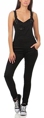 Fashion4Young 10148 Damen Latzhose Latz Röhrenhose Damenlatzhose Latzskinny (schwarz, M/38) von Fashion4Young