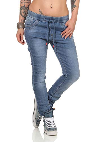 Fashion4Young 10243 Damen Jeans Hose Boyfriend Haremsjeans Haremsstyle Röhre Damenjeans Pants (S=36, Dunkelblau) von Fashion4Young