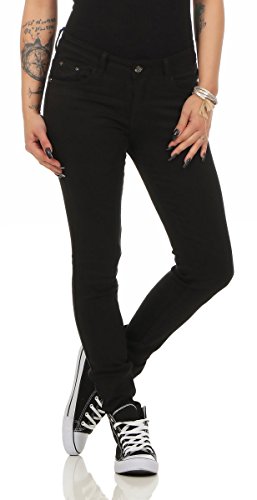 Fashion4Young 10489 Damen Skinny Slimline Hose Damenhose Stretch Übergrössen 36-50 (schwarz, L/40) von Fashion4Young