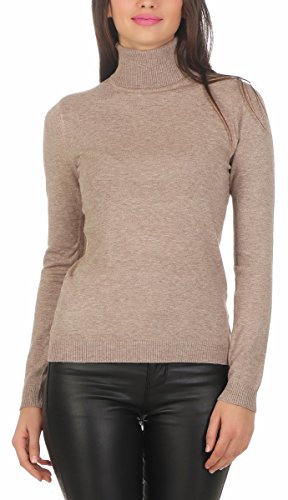 Fashion4Young 10974 Damen Feinstrick-Pullover Pulli Rollkragen Pullover Strickpullover (beige, L/XL=38/40) von Fashion4Young