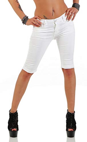 Fashion4Young 11195 Damen Caprihose Bermudas Sommerhose Freizeithose Capri Chino Hose (4XL=48, Weiss) von Fashion4Young