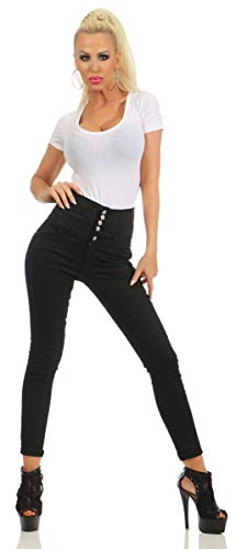 Fashion4Young 11209 Damen Hose Treggings Röhre Damenhose Stretch Skinny Chino High-Waist (schwarz, S-36) von Fashion4Young