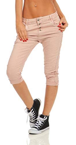 Fashion4Young 11510 Damen Caprihose Slimline Haremshose Sommer Pants 7/8 Hose Slimfit (Altrosa, M-38) von Fashion4Young