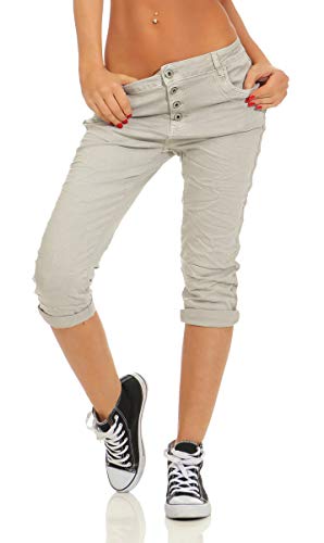 Fashion4Young 11510 Damen Caprihose Slimline Haremshose Sommer Pants 7/8 Hose Slimfit (Grau, 2XL-44) von Fashion4Young