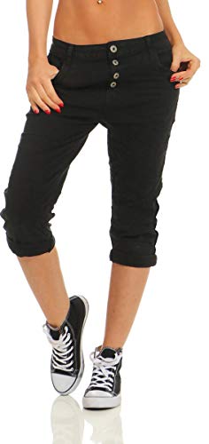 Fashion4Young 11510 Damen Caprihose Slimline Haremshose Sommer Pants 7/8 Hose Slimfit (Schwarz, 2XL-44) von Fashion4Young