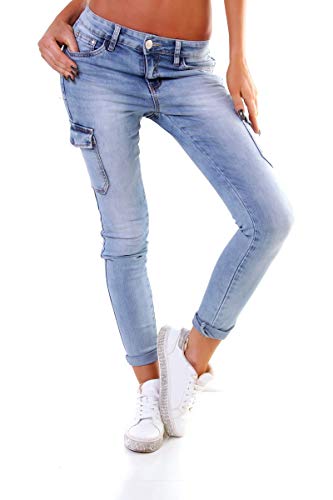 Fashion4Young 5778 Damen Jeans Röhrenjeans Hose Stretch-Denim Boyfriend Röhre Damenjeans (S=36, dunkelblau) von Fashion4Young