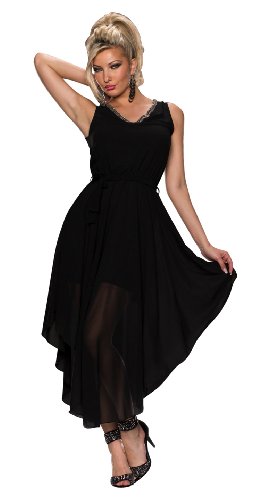 Fashion4Young 5868 Damen ärmelloses Cocktail-Kleid aus Chiffon Abendkleid verfügbar in 4 Farben 2Gr. (S/M 34/36, Schwarz) von Fashion4Young