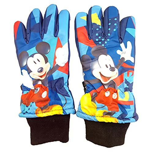 Kinder Handschuhe Fingerhandschuhe Fäustlinge PAW PATROL o. FROZEN o. SPIDERMAN (5807-1-Multi-Blau-micky maus, 7-8-Jahre) von Fashion4Young