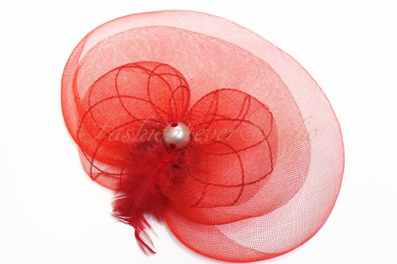 Rot-Kopfschmuck-11 Zoll, Blume Fascinator, Feder Kopfschmuck, Feder-Fascinator, Mit Haar-Clip Und Brosche Pin Zurück von Fashion4everStudio