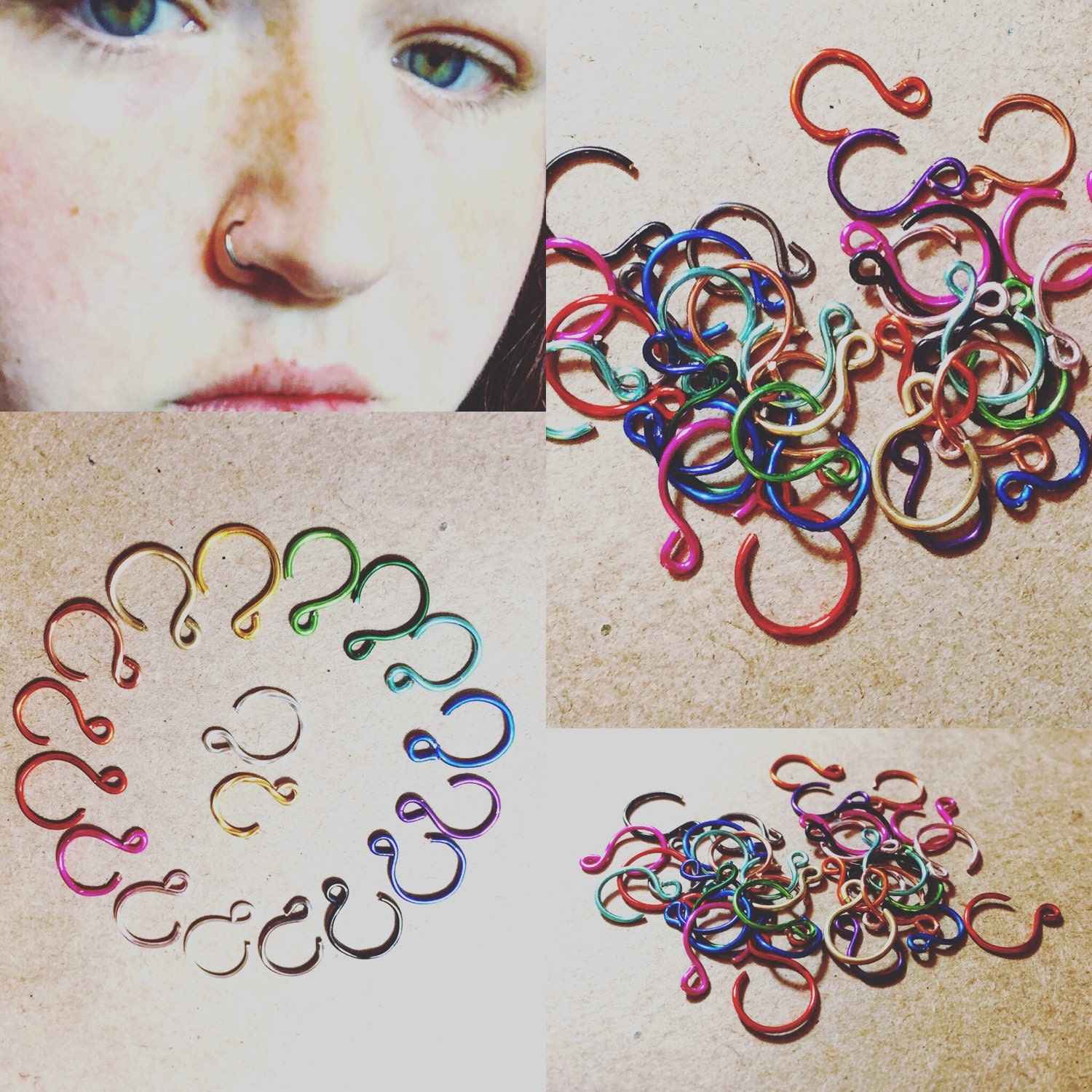 Full Set High Fashion Geschenke Für Ihre - Handgefertigte Farbige Kupfer Draht Faux Nase Hoop Piercing Groß Oder Zierlich Klein Full Set High Fashion Geschenke Für Ihre - Handgefertigte Farbige Kupfer Draht Faux Nase Hoop Piercing Groß Oder Zierlich Klein von FashionAnimal