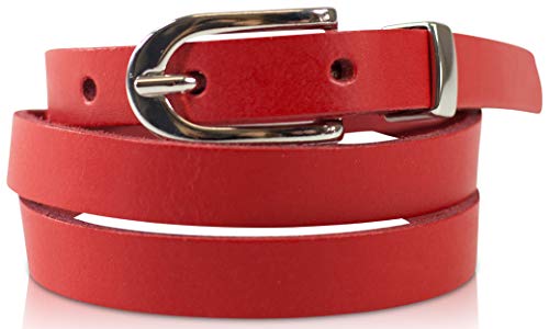 fashionchimp Basic Damengürtel aus 100% echtem Leder, schmaler Gürtel, Breite ca. 1,5cm, Made In Germany (Rot, 120/BW105) von fashionchimp