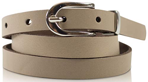 fashionchimp Basic Damengürtel aus 100% echtem Leder, schmaler Gürtel, Breite ca. 1,5cm, Made In Germany (Taupe, 130/BW115) von fashionchimp