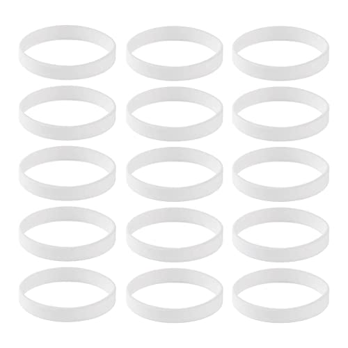 FashionCha 15 Stück Silikonarmband Armreif Sportgummiarmband Modearmband Schlichtes Blanko Design Aus Weichem Silikagel Als Souvenir Und Werbematerial für Event, Weiß von FashionCha