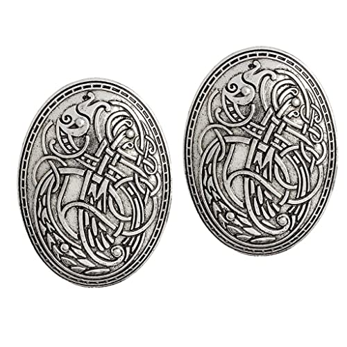 FashionCha 2 Stücke Wikinger Brosche Anstecknadel Gewandnadel Fibel Aus Robuster Legierung Im Antiken Stil für Damen Und Herren Zur Dekoration von Umhängen Und, 2 Stück Silber von FashionCha