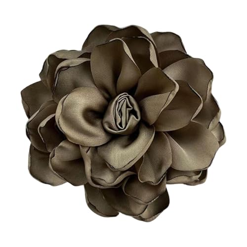 FashionCha Blumenbrosche für Damen Auch Als Haarnadel Verwendbar Eine Klassische Anstecknadel Als Handgemachtes Kleideraccessoire für Brautjungfern Und Tänze, Dunkelbeige von FashionCha