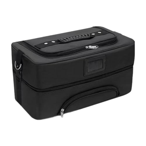 FashionCha Kosmetiktasche für Reisen, tragbarer Organizer für Make-up mit Fächern und Nagellack, Schwarz von FashionCha