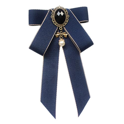 FashionCha Schleifenbrosche Vorgebundene Fliege Und Halsschmuck Bandkrawatte mit Anstecknadel Aus Polyester Zum Einfachen Anbringen An Kleidung für Bankette Und, Dunkelblau von FashionCha