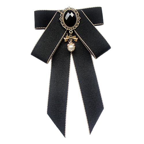 FashionCha Schleifenbrosche Vorgebundene Fliege Und Halsschmuck Bandkrawatte mit Anstecknadel Aus Polyester Zum Einfachen Anbringen An Kleidung für Bankette Und, Schwarz von FashionCha