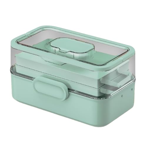 FashionCha Tragbare Medizinbox mit Griff Nähzubehörbehälter Klarer Aufbewahrungsbehälter Leer für Drom, GrÜn von FashionCha