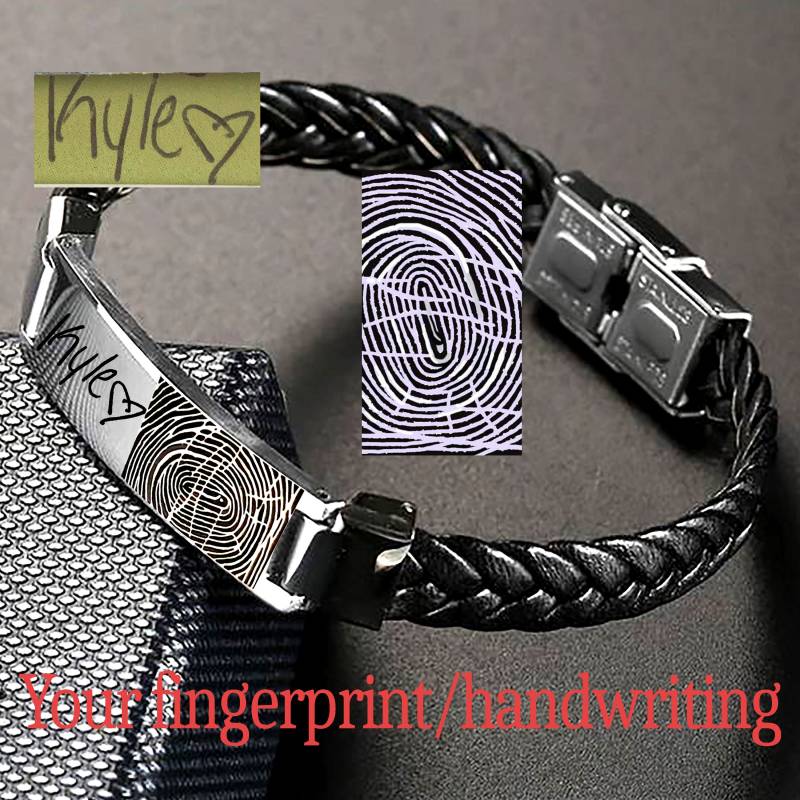 Personalisiertes Fingerabdruck Armband Mit Monogramm. Ekg Streifen Gravur. Herren Armband. Geschenk Des Vaters & Muttertag von FashionGurus
