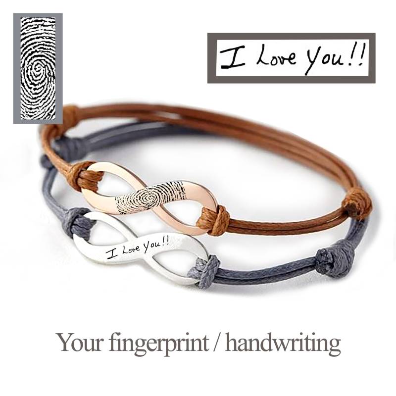 Personalisiertes Infinity Armband, Fingerabdruck Handschrift Ekg Streifen Gravur, Damen Armband Mit Gravur von FashionGurus