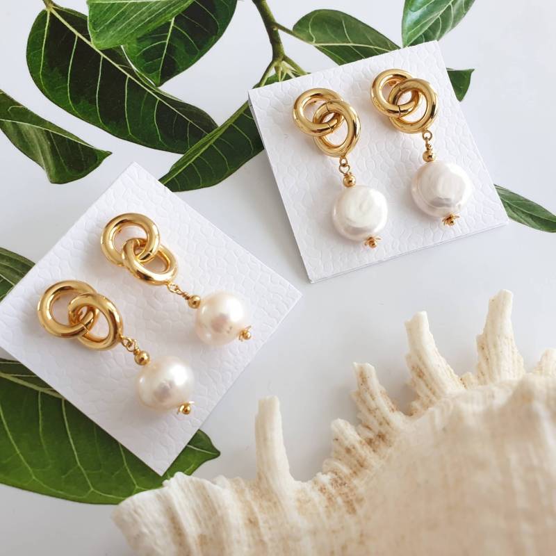 Barock Ohrringe, Perlen Schmuck, Tropfen Echte Münze Ohrringe Barock Ohrringe, Perlen Schmuck, Tropfen Echte Münze Ohrringe von FashionJewelryCats