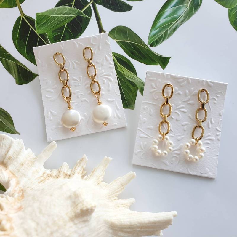 Barocke Münze Perle Ohrringe, Süßwasser Schmuck, Link Kette Lange Braut Echte Ohrringe Barocke Münze Perle Ohrringe, Süßwasser Schmuck, Link Kette Lange Braut Echte Ohrringe von FashionJewelryCats
