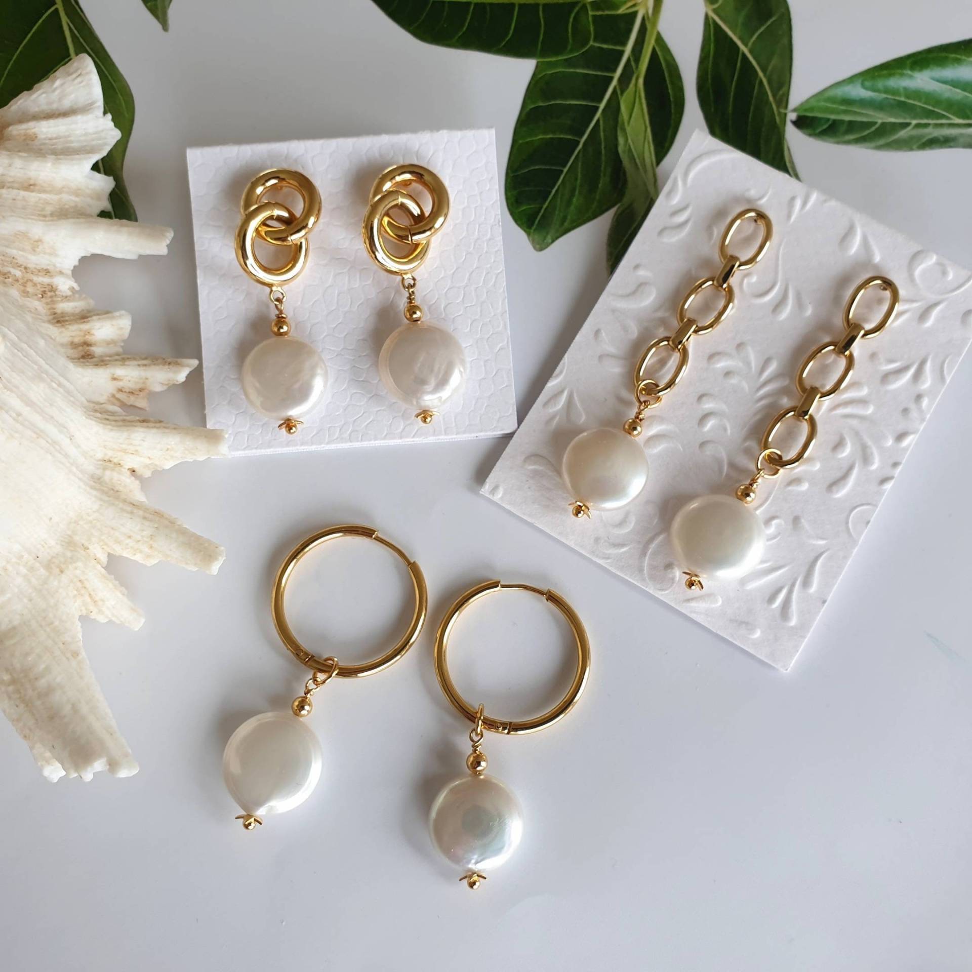 Münze Perlenohrringe, Barock Perlenschmuck, Gliederkettenohrringe, Echte Perlenohrringe Münze Perlenohrringe, Barock Perlenschmuck, Gliederkettenohrringe, Echte Perlenohrringe von FashionJewelryCats