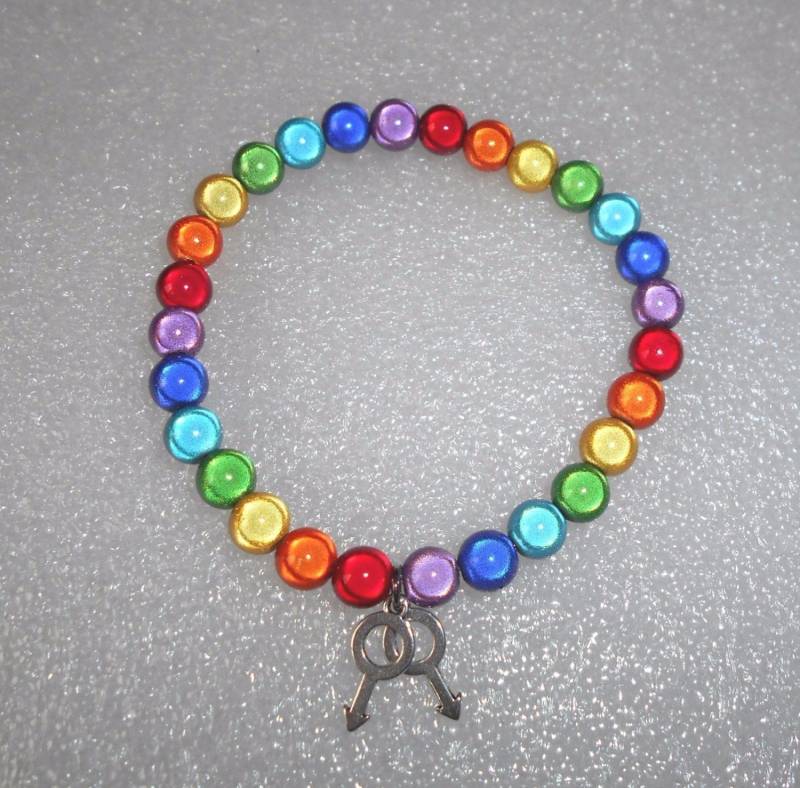Handgemachte Gay Pride Doppel Mars Symbol Wunder Perle Stretch Armband von FashionJools