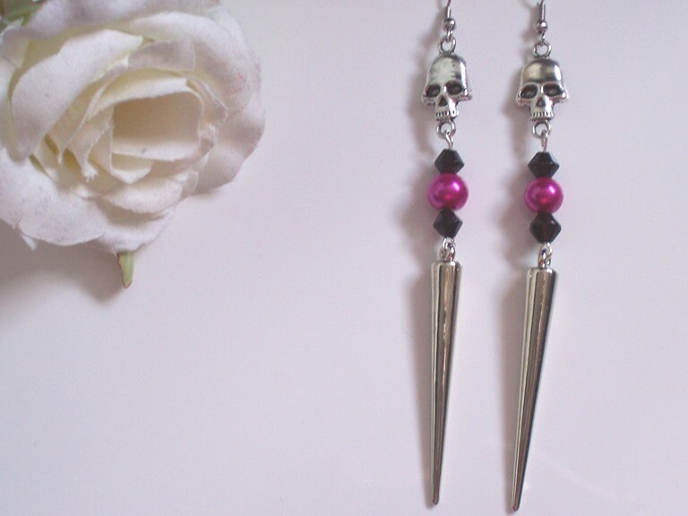 Handgemachte Silber Spitze Und Schädel Ohrringe | Haken Oder Clip von FashionJools