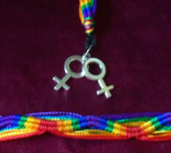 Lesben Venus Symbol Regenbogen Freundschaft Armband - Silber Oder Bronze Charms von FashionJools