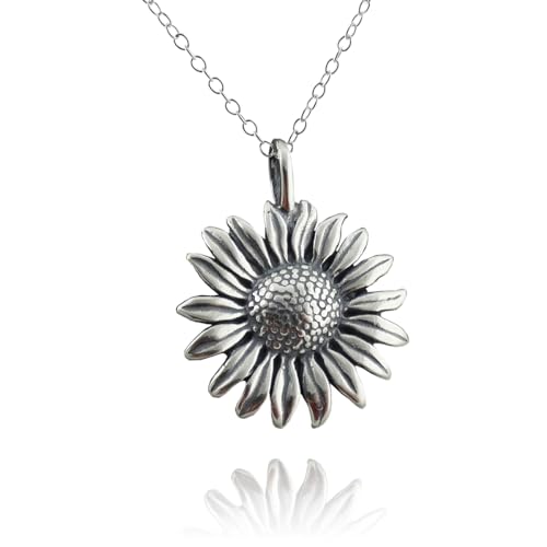 FashionJunkie4Life Halskette mit Anhänger Sonnenblume, Sterling-Silber 925, 45,7 cm von FashionJunkie4Life