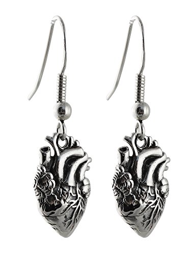 FashionJunkie4Life Sonstige baumelnde Ohrringe, Sterling Silber Ohrdraht, anatomisches Herz, Metall, Anatomical Heart, Sterling Silber von FashionJunkie4Life