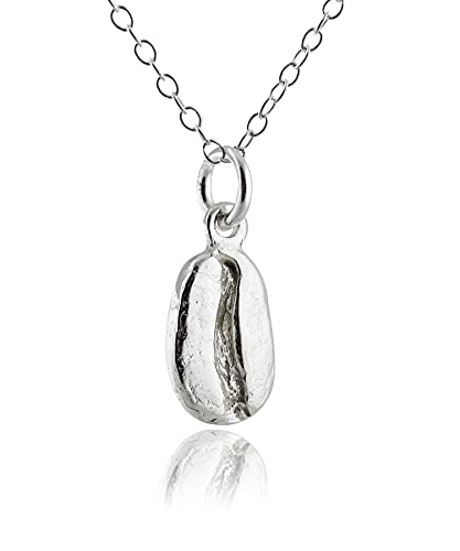 Sterling Silver 3D Coffee Bean Charm Pendant Necklace, 18" Chain, Barista Java Caffeine von FashionJunkie4Life