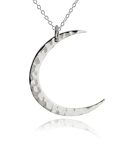 Hammered Finish Crescent Moon Necklace - 925 Sterling Silver von FashionJunkie4Life