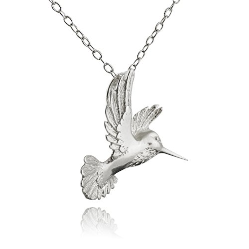 Sterling Silber Kolibri in Flug Anhänger Halskette, 45,7 cm Kette von FashionJunkie4Life