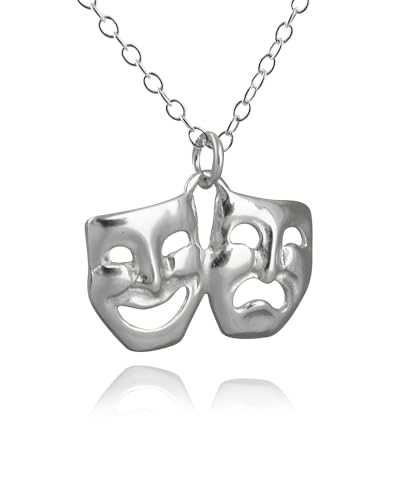 Sterling Silber Komödie Tragödie Anhänger Halskette, 45,7 cm Kette von FashionJunkie4Life